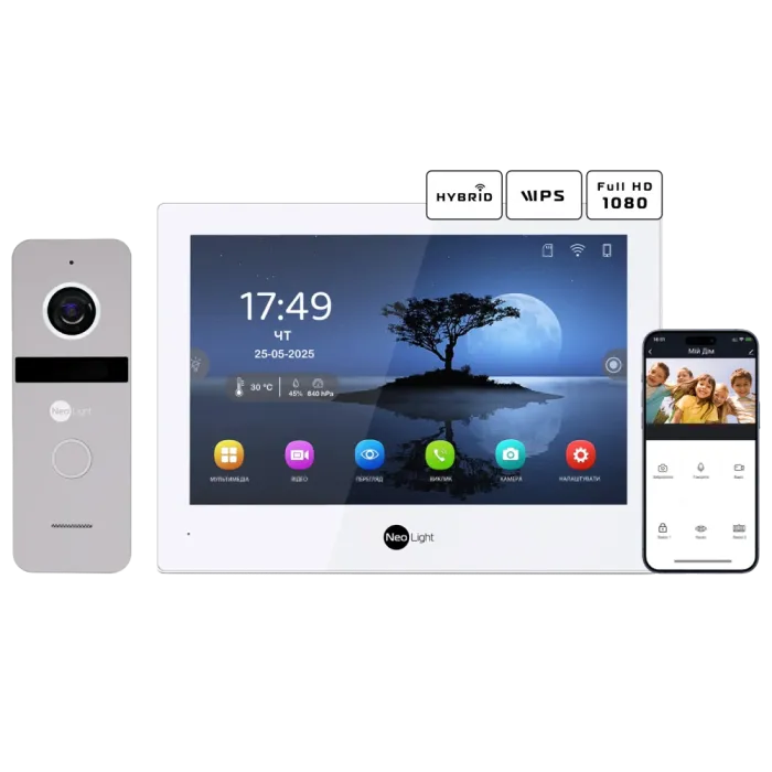 Neolight ALPHA Hybrid + SOLO FHD Silver Комплект відеодомофону