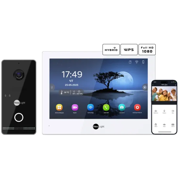 Neolight ALPHA Hybrid + OPTIMA IPW Black Комплект відеодомофону