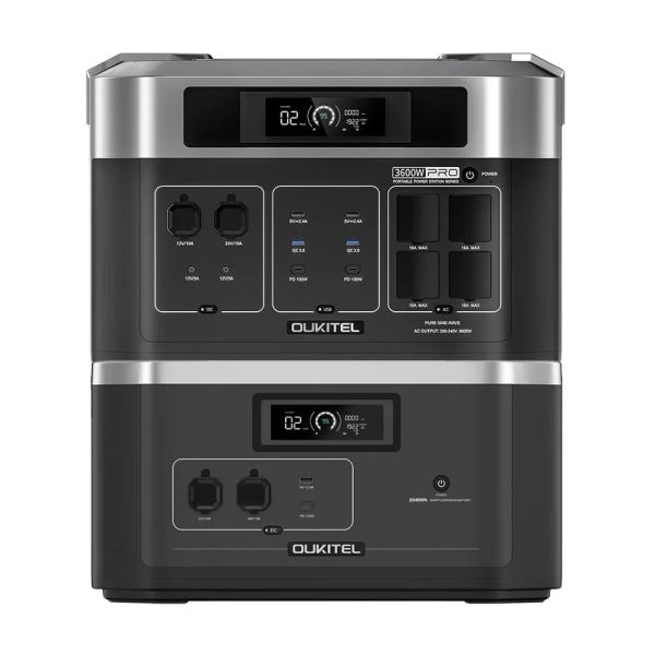 Комплект резервного живлення Oukitel на 4096 Вт·год: зарядна станція BP2000E PRO (2048 Вт·год / 3600 Вт) та додаткова батарея B2000 (2048 Вт·год)