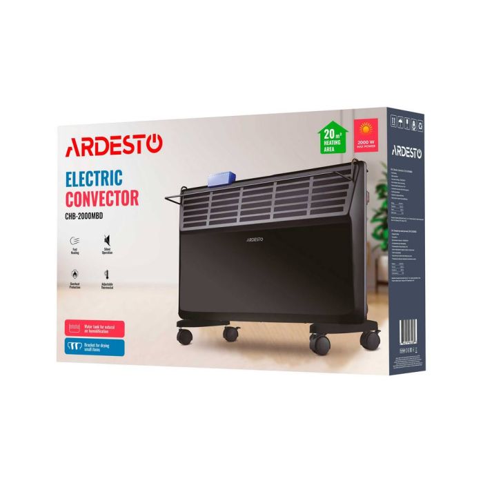 Електричний конвектор Ardesto CHB-2000MBD 2000 Вт, 20 м2, відкритий нагрів.елемент, IP20, мех.управління