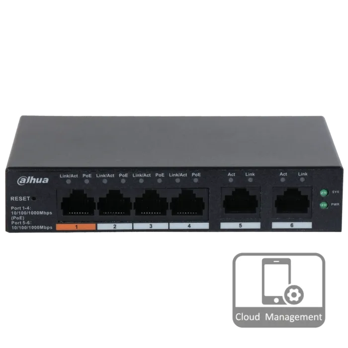 Dahua DH-CS4006-4GT-60 PoE Комутатор 4 порти керований