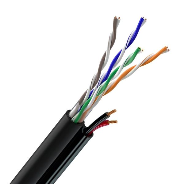 Звита пара OK-Net КПП-ВП (100) 4*2*0,51+2*0,75 мм2 (U/UTP-cat.5Е), СU, ізоляція ПЕ (UTP мідь зовнішній) із живленням, бухта 305м