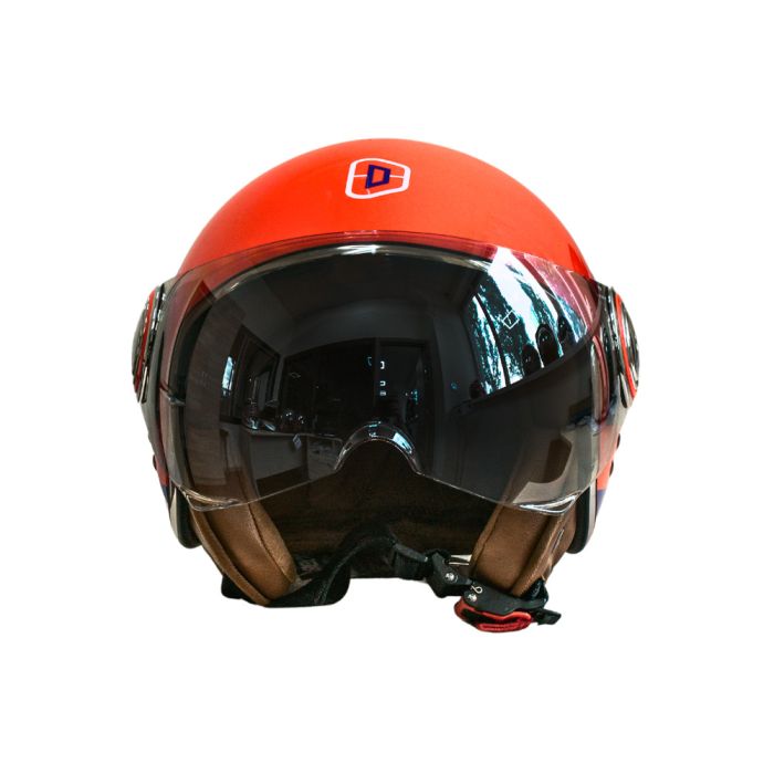 Мотошолом відкритий Beon B-110B CIRCLE SHINY ORANGE/WHITE/BLUE (глянець помаранчевий/білий/синій), розмір L