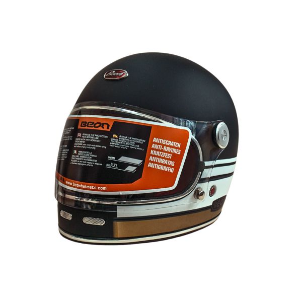 Мотошолом інтеграл Beon B-510 FIBER TRACK MATT BLACK/WHITE (матовий чорний/білий), розмір XL