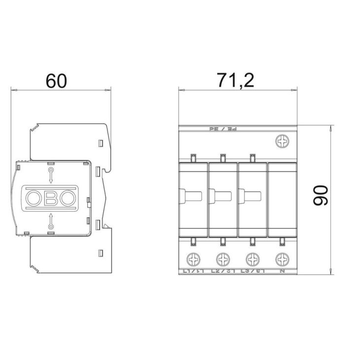 Обмежувач перенапруг OBO Bettermann Тип I+II V50-B+C 3+NPE+FS (5093662)