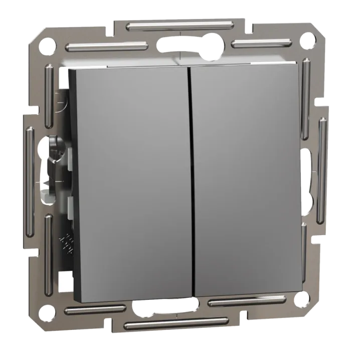 Schneider Electric EPH0300171 Asfora Вимикач 2-клавішний антрацит, пластик, без підсвічування та індикації, для врізного монтажу