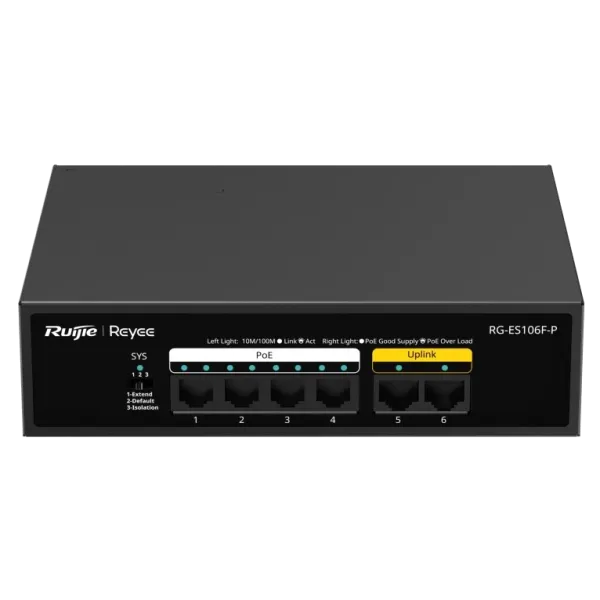 Ruijie Reyee RG-ES106F-P PoE Комутатор 6 портів некерований