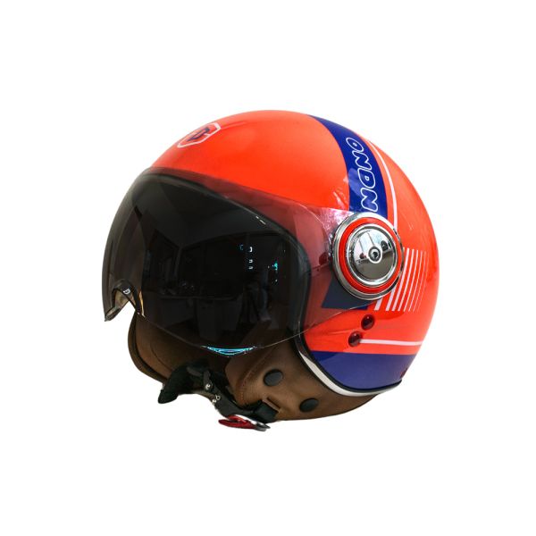 Мотошолом відкритий Beon B-110B CIRCLE SHINY ORANGE/WHITE/BLUE (глянець помаранчевий/білий/синій), розмір XL