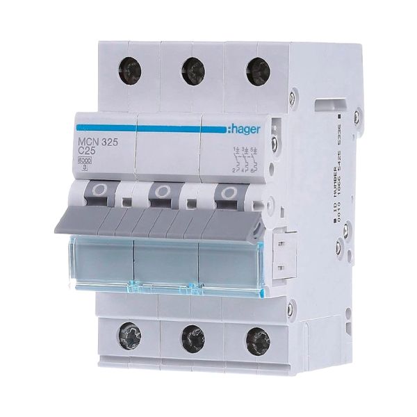 Автоматичний вимикач Hager MCN325 3P 6 кА C-25A 3M