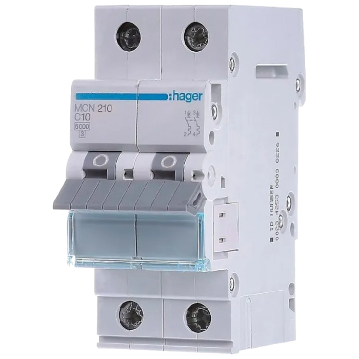 Hager MCN210 Автоматичний вимикач 2P 6kA C-10A 2M