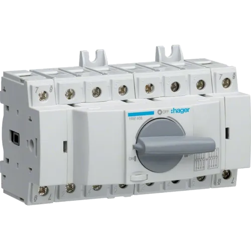 Hager HIM408 Перемикач модульний трьохпозиційний I-0-II до 35мм2, 4п 80А
