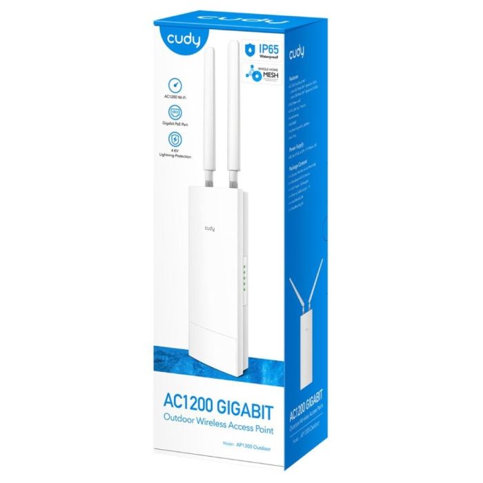 Точка доступу зовнішня WiFi 5 Cudy AP1300 OUTDOOR з підтримкою Mesh дводіапазонна гігабітна
