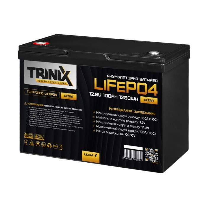 Акумуляторна батарея літій-залізо-фосфатна 12.8В 100А*год Trinix TLFP-12100 Ultra LiFePO4 з Bluetooth (Black)