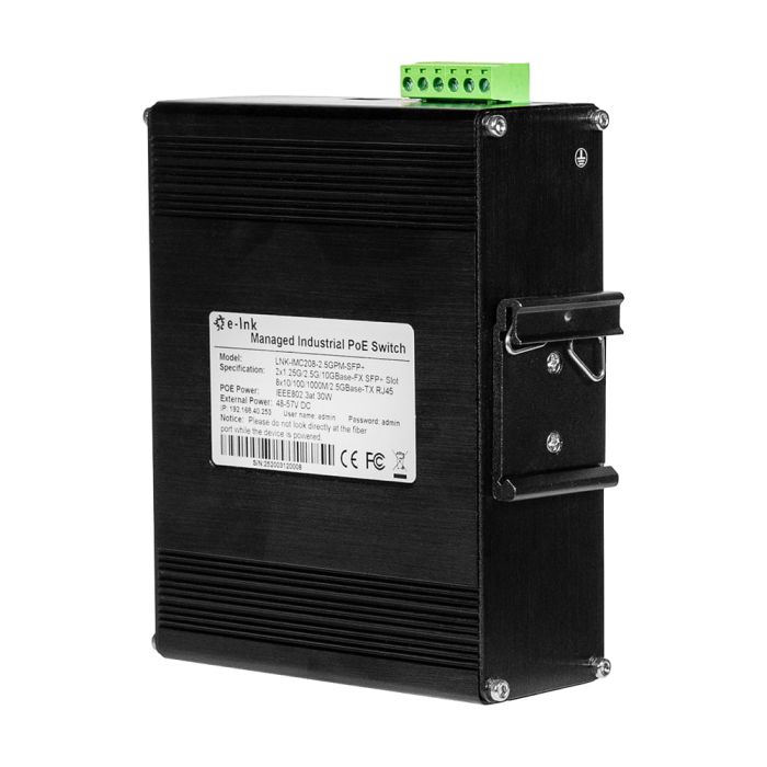 PoE-комутатор 10-портовий керований L2+ E-LINK LNK-IMC208-2.5GPM-SFP+ 2.5G з 8 портами PoE, 240W