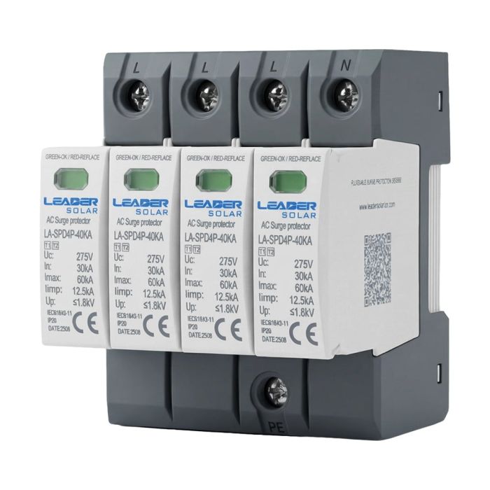 Обмежувач напруги Leader LA-SPD4P-40KA (3P+N) 275V AC під DIN-рейку