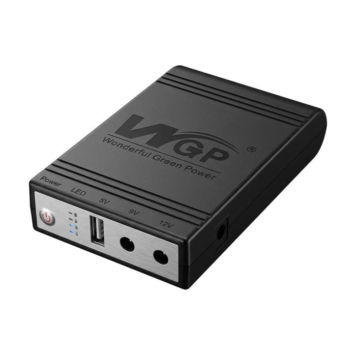 Комплект Mini UPS з блоком живлення: джерело безперебійного живлення Mini UPS WGP UPS1032 Black 10400mAh 5V/9V/12V, Li-ion 4*2.6Ah, для роутера і оптичного термінала та блок живлення SPF-1202B 12V/2A (24W)