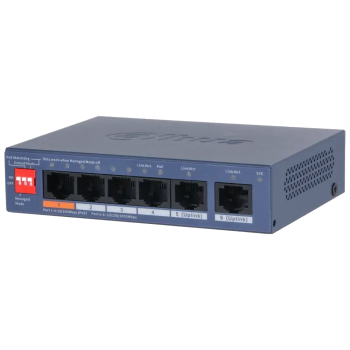 Dahua DH-CS4006-4ET2GT-60 PoE Комутатор 4 порти керований