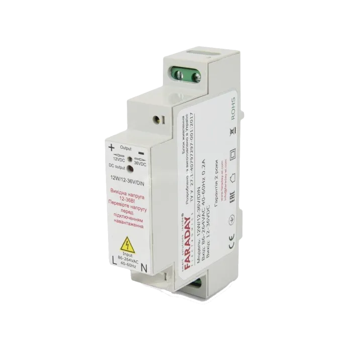 Faraday Electronics 12W/12-36V/DIN 11.8-37.5В 1-0.3А Блок живлення