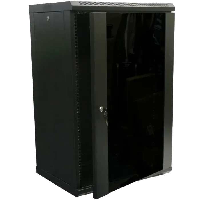 Hypernet WMNC-15U-FLAT- BLACK15U 600x450 Шафа коммутаційна настінна розбірна