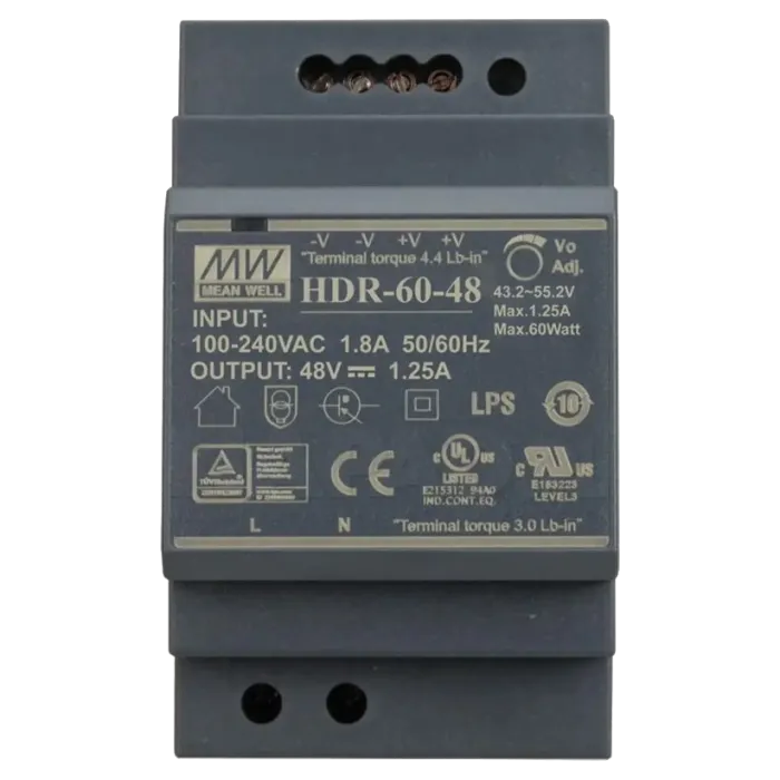 Mean Well HDR-60-48 48B 1.25А для монтажа на DIN рейку Блок живлення