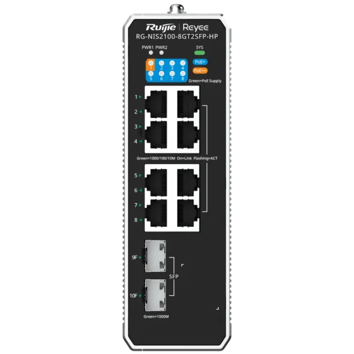 Ruijie Reyee RG-NIS2100-8GT2SFP-HP PoE++ Комутатор 8 портів керований