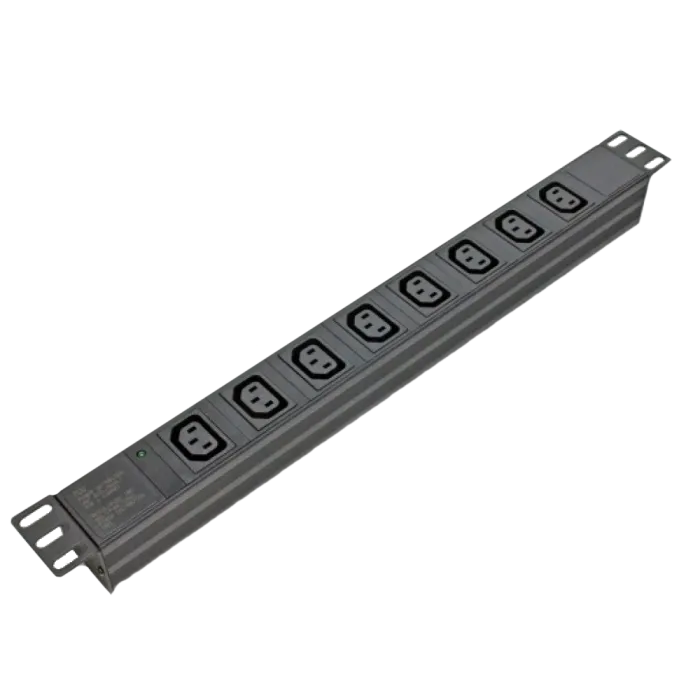 Kingda KD-IEC1008WKPB19A-C14 Блок 19" на 8 роз. С13, 10А, з індикат., без шнура, чорний, 1U, Kingda