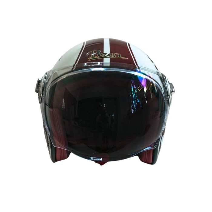 Мотошолом відкритий Beon B-108A ABS SUPER SPORT SHINY CREAM/RED (глянець кремовий/червоний), розмір XXL