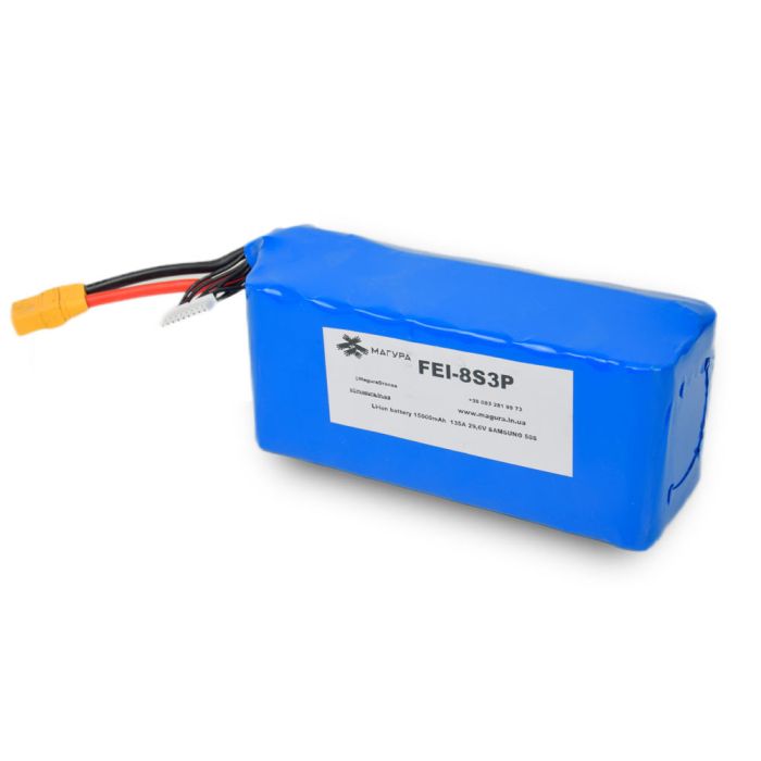 Акумулятор для FPV-дрона 8S3P Samsung 15000mAh INR21700-50S Li-Ion 29.6V 135A