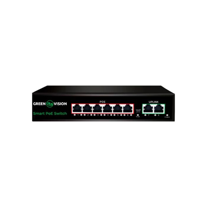Комутатор мережевий GreenVision POE GV-020-D-6G+2PG