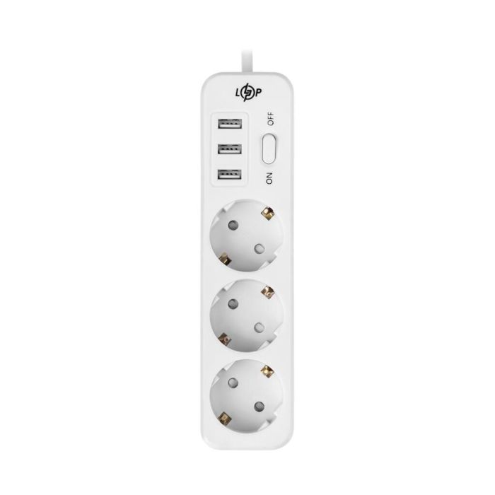 Мережевий фільтр Logicpower PREMIUM LP-X3 USB 4 м White (2200Вт)