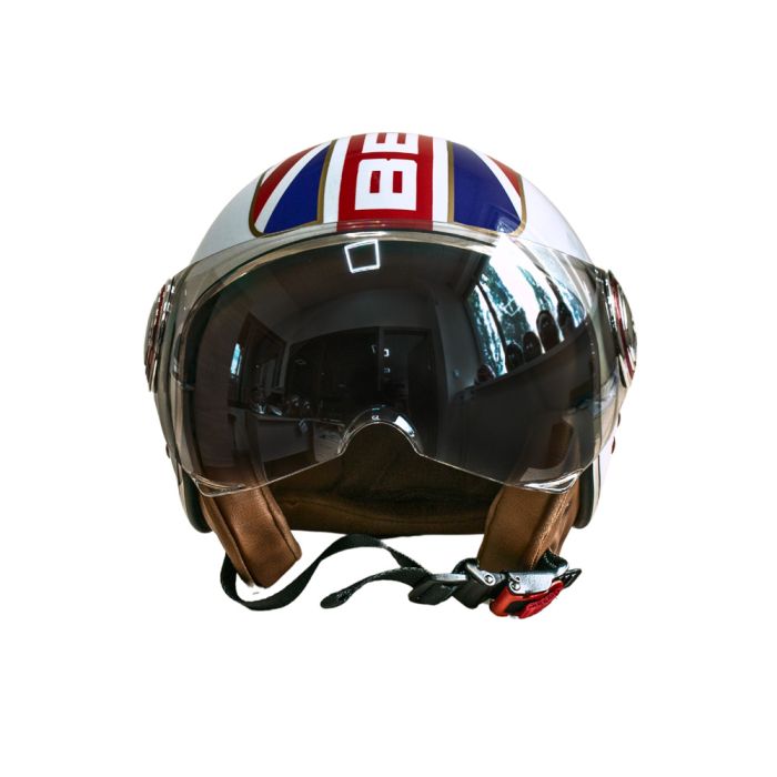 Мотошолом відкритий Beon B-110B FLAG SHINY WHITE/RED/BLUE (глянець білий/червоний/синій), розмір XL