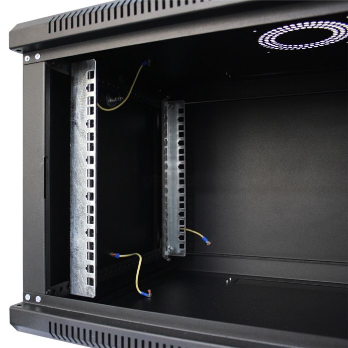 Шафа серверна SteelNet 6U 600 x 350 для мережевого обладнання (скло, чорний)
