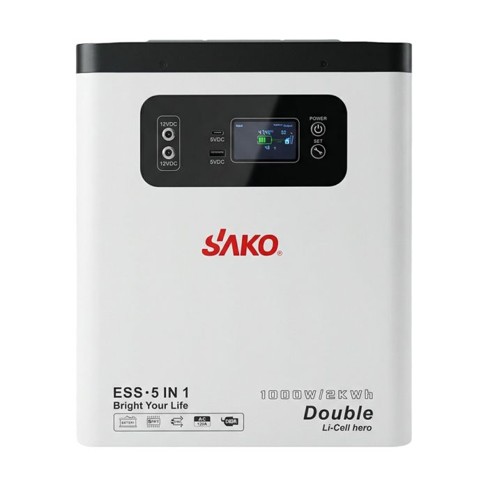 Портативна зарядна станція Sako Alpha-ESS-1000W/2KWh потужність 1000 Вт, енергоємність 2009.6 Вт·год, LifePO4