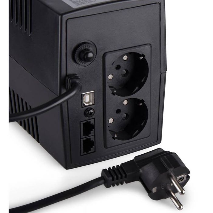 Джерело безперебійного живлення Vinga VPC-600PU 600ВА / 360 Вт з LCD-дисплеєм з USB у пластиковому корпусі