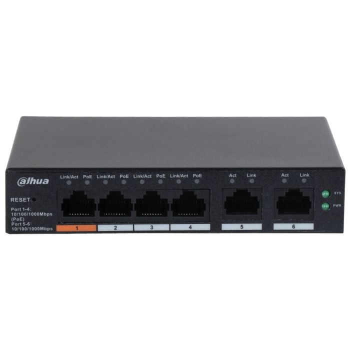 Керований PoE-комутатор гігабітний Dahua DH-CS4006-4GT-60 з 4 портами PoE