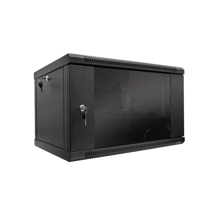 Комплект: Шафа серверна SteelNet 7U 600 x 400 черный + Блок розеток 1U 19" на 6 розеток з вимикачем + Організатор кабелю перфорований із кришкою 19" + Полиця консольна CMS UA-SHC300G + Полиця консольна CMS UA-SHC300B