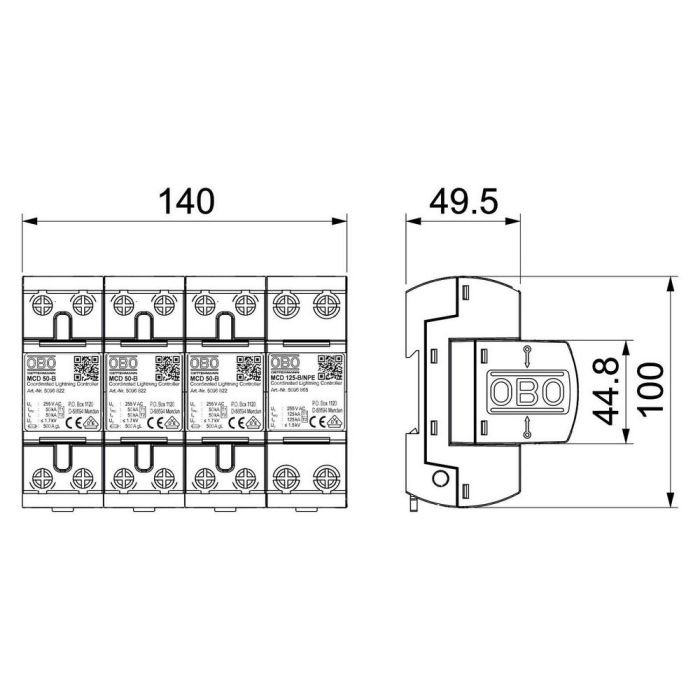 Обмежувач перенапруг OBO Bettermann MCD 50-B 3+1 (5096879)