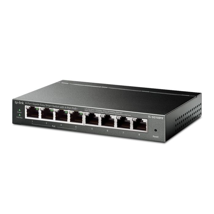 PoE-комутатор TP-Link EasySmart TL-SG108PE гігабітний 8-портовий з 4 PoE+ портами керований