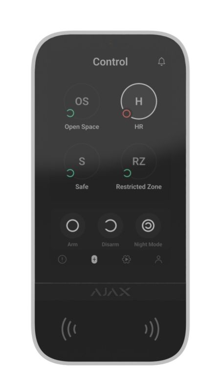 Бездротова клавіатура з сенсорним екраном Ajax KeyPad TouchScreen White