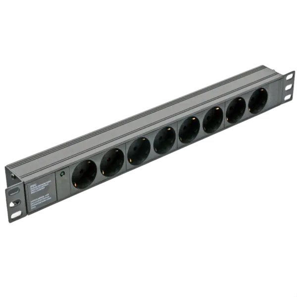 Блок 19" на 8 роз. нім. станд.,10А, з індикат., без шнура, 1U