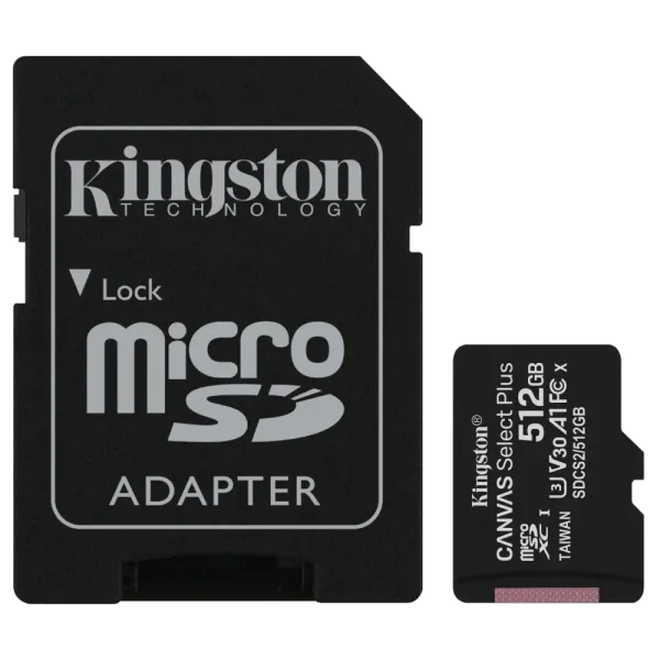 Kingston 512GB micSDXC Canvas Select Plus 100R A1 C10 Card + ADP Модуль флеш-пам'яті