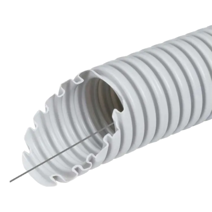 Kopos 320 N/5см ПВХ 16мм 50 м Труба гофрована електромонтажна з протяжкою темно-сіра