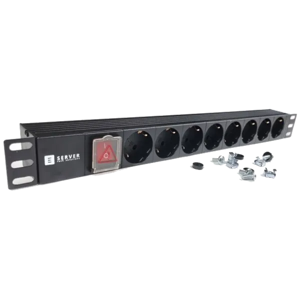 EServer 220В 19" 1U Подовжувач на 8 розеток