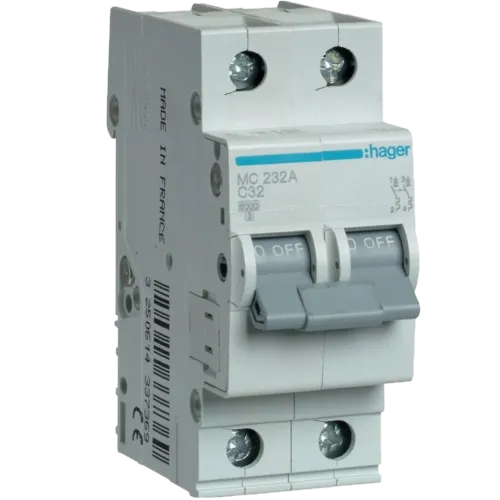 Hager MC232A Автоматичний вимикач 2п C 32A 6кА 2м