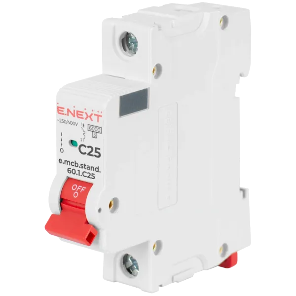 Enext e.mcb.stand.60.1.C25, 1р, 25А, C, 6кА Модульний автоматичний вимикач