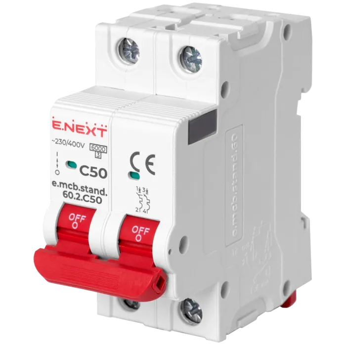 Enext e.mcb.stand.60.2.C50, 2р, 50А, C, 6кА Модульний автоматичний вимикач