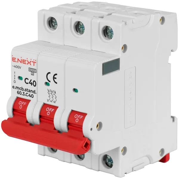 Enext e.mcb.stand.60.3.C40, 3р, 40А, C, 6кА Модульний автоматичний вимикач