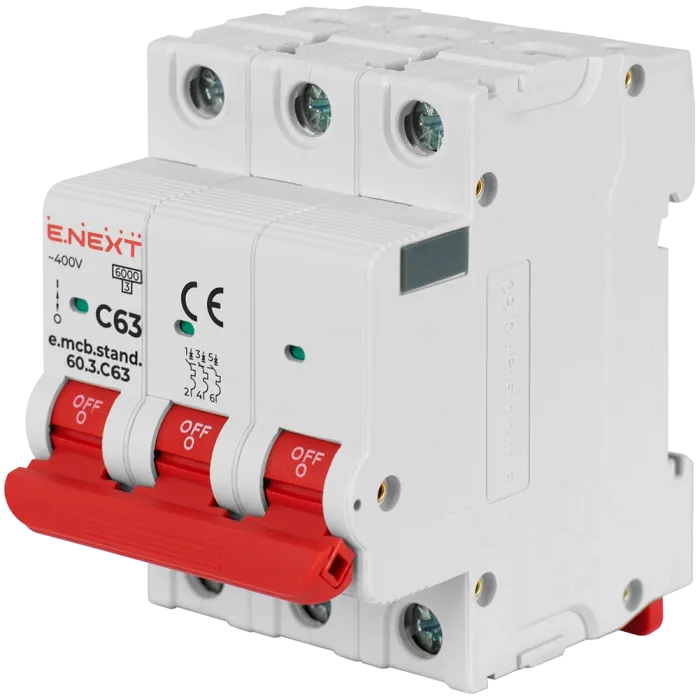 Enext e.mcb.stand.60.3.C63, 3р, 63А, C, 6кА Модульний автоматичний вимикач