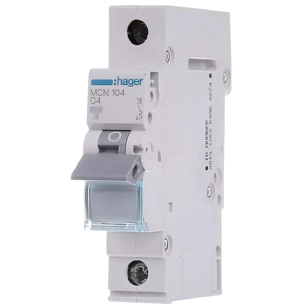 Hager MCN104 Автоматичний вимикач 1P 6kA C-4A 1M