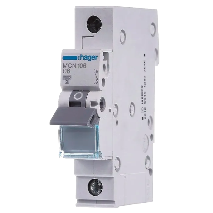 Hager MCN106 Автоматичний вимикач 1P 6kA C-6A 1M